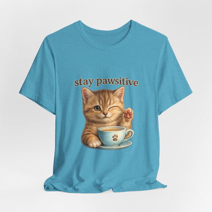 Stay Pawsitive Cute Cat T-Shirt