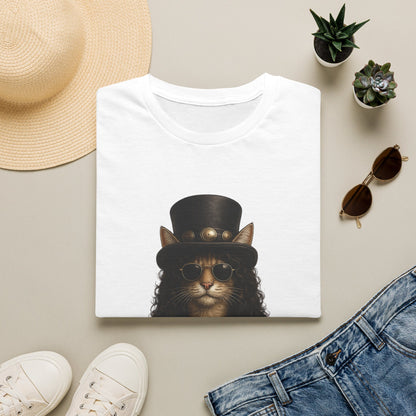 Slash Cat Parody — Vintage Top Hat Guitarist Cat Graphic T‑Shirt
