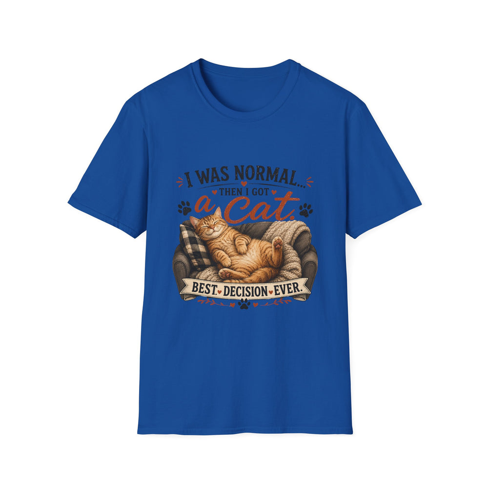 Cat Lover T-Shirt — "I Was Normal Then I Got a Cat" Cozy Graphic Tee