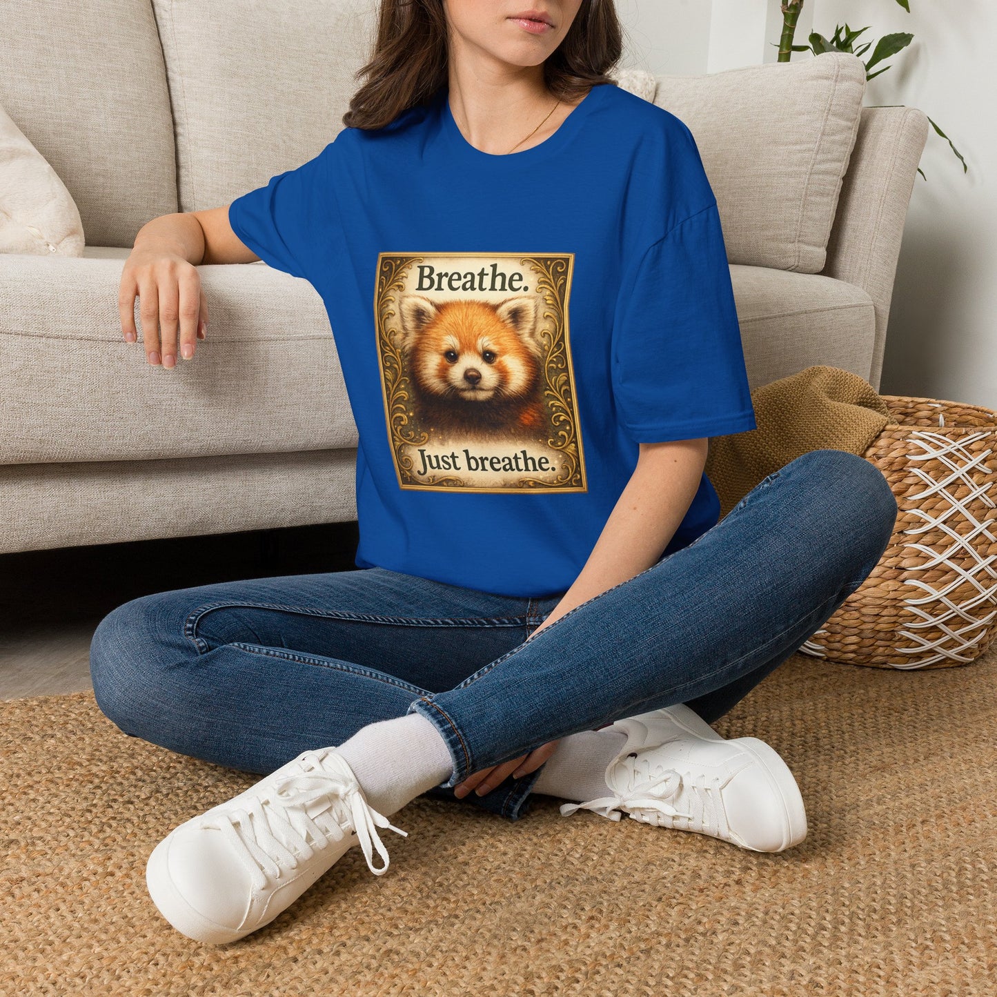 Breathe Red Panda T‑Shirt — "Breathe. Just breathe." Relaxation Tee