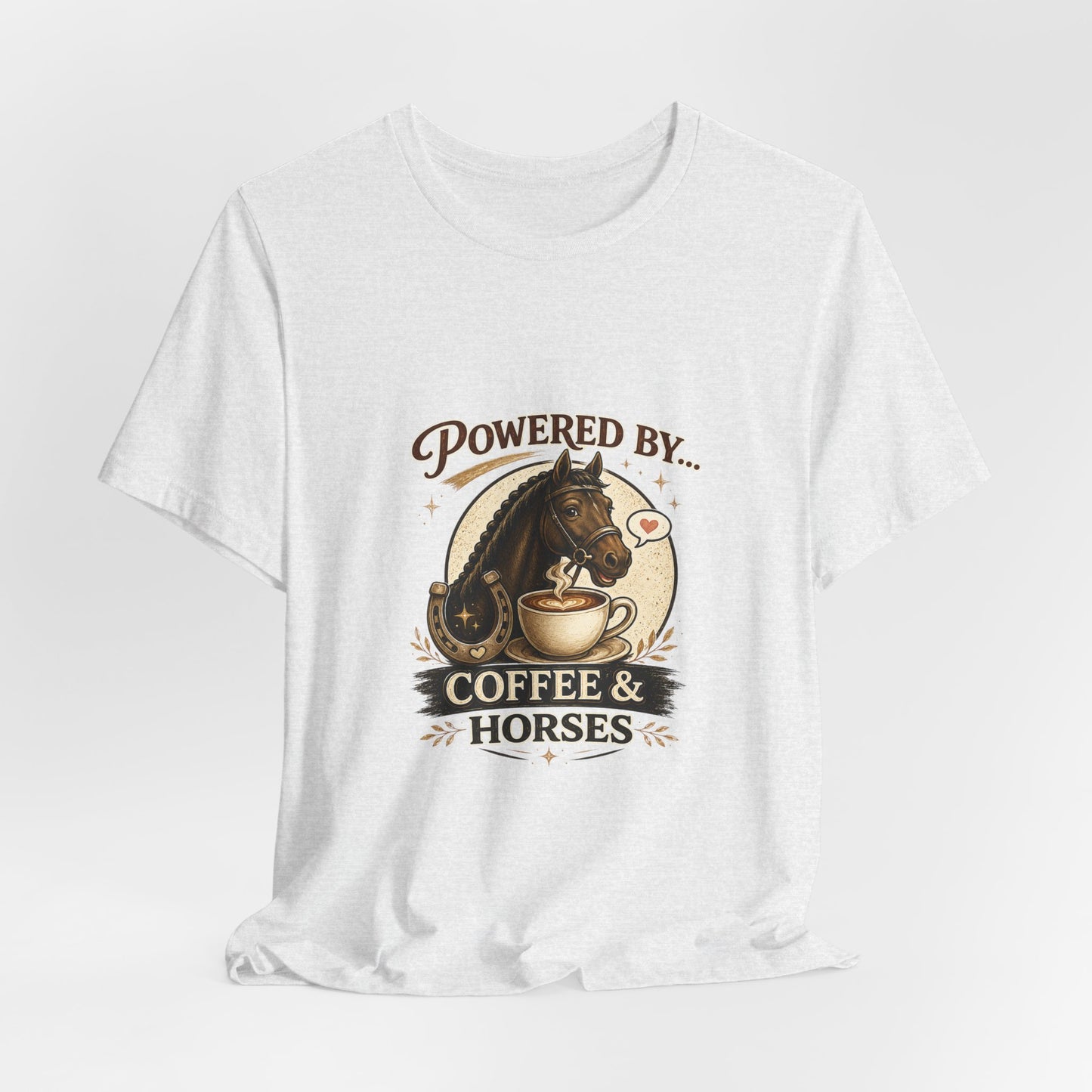 Powered By Coffee & Horses Funny Equestrian T-Shirt