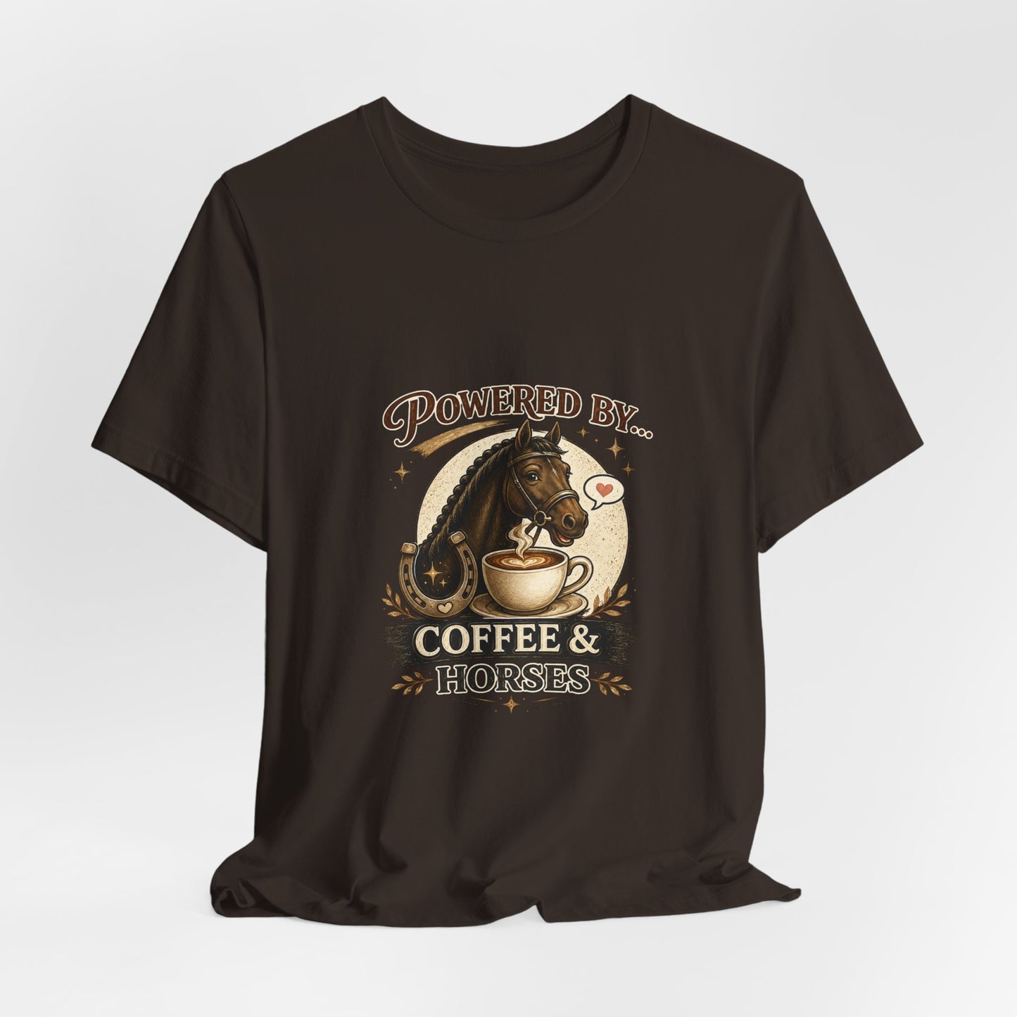 Powered By Coffee & Horses Funny Equestrian T-Shirt