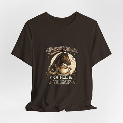 Powered By Coffee & Horses Funny Equestrian T-Shirt