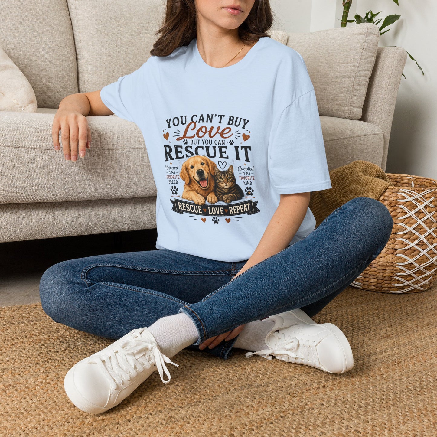 Rescue It T-Shirt — "You Can't Buy Love But You Can Rescue It" Dog Rescue Tee