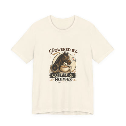 Powered By Coffee & Horses Funny Equestrian T-Shirt