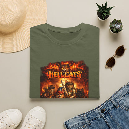 Hellcats Biker Gang Funny Cat T-Shirt — Fiery Demon Cat Band Tee