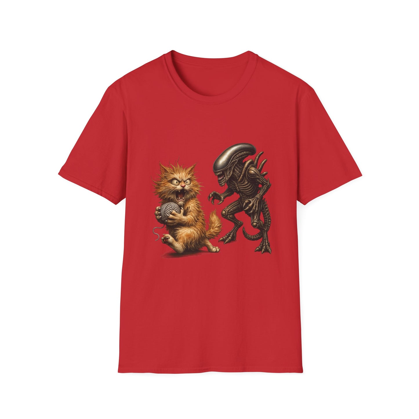 Xenomorph vs. Cat - Alien Graphic T-Shirt — Funny Sci‑Fi Cat Tee