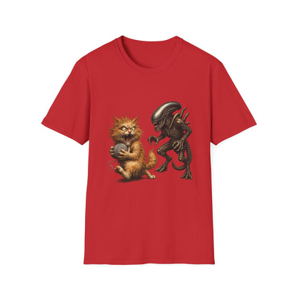 Xenomorph vs. Cat - Alien Graphic T-Shirt — Funny Sci‑Fi Cat Tee