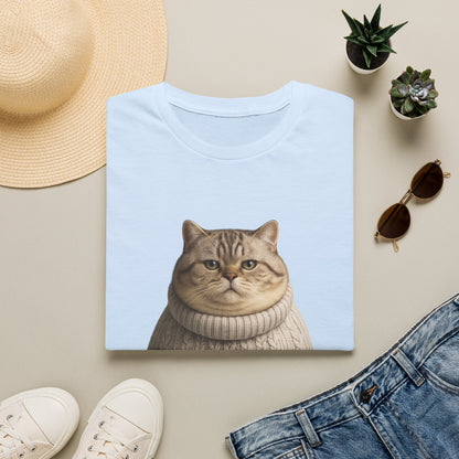 Chonky Sweater Cat - Cat in Cozy Sweater T-Shirt — Funny Cute Cat Graphic Tee