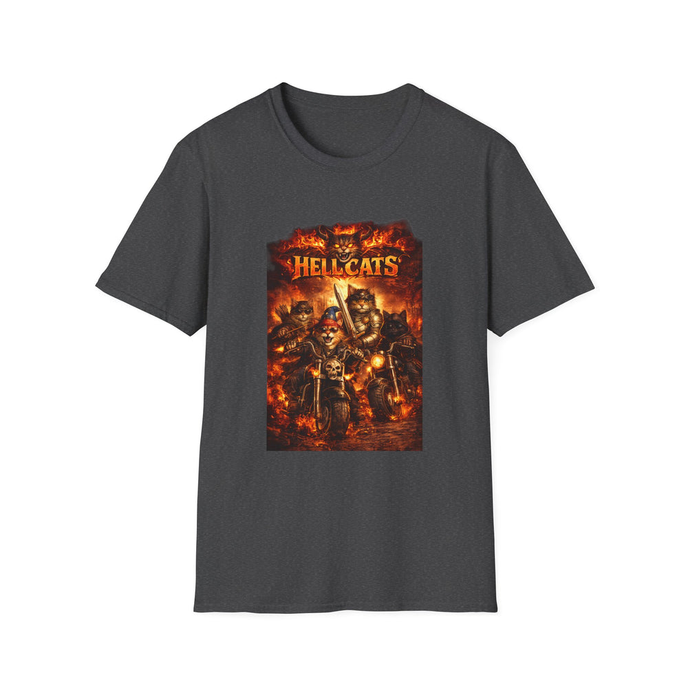 Hellcats Biker Gang Funny Cat T-Shirt — Fiery Demon Cat Band Tee