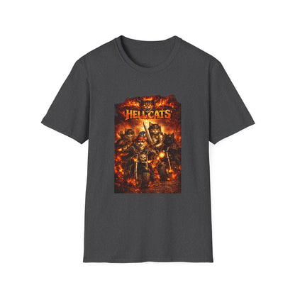 Hellcats Biker Gang Funny Cat T-Shirt — Fiery Demon Cat Band Tee