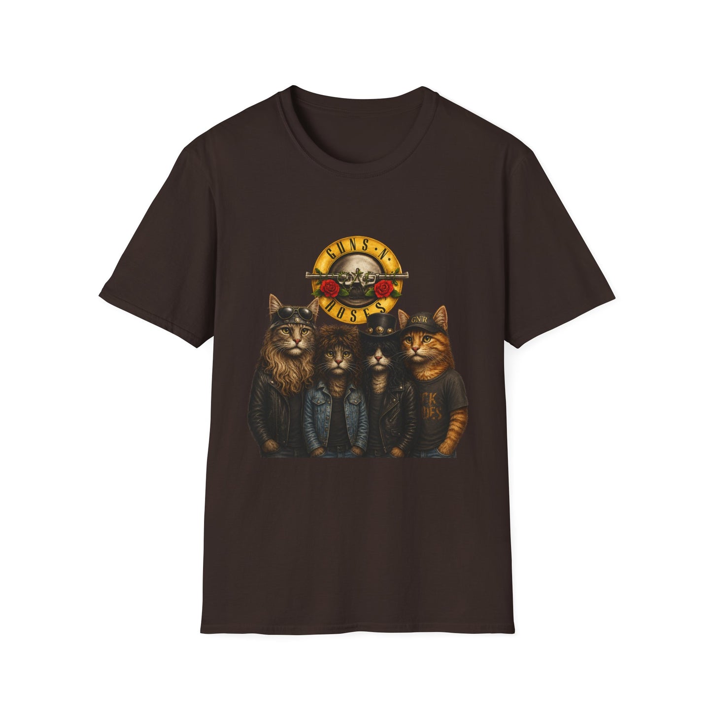 Guns and Roses Cats Funny Band Parody T-Shirt