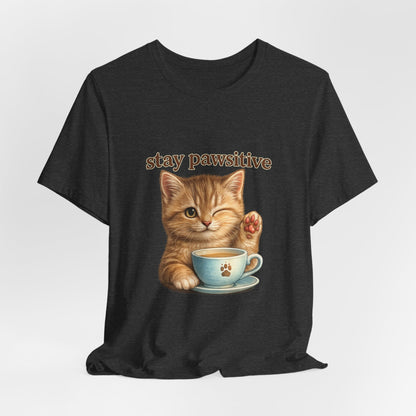 Stay Pawsitive Cute Cat T-Shirt