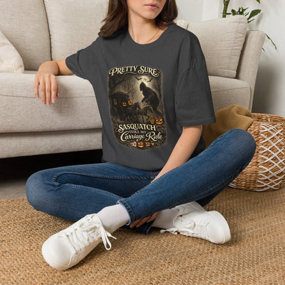 Sasquatch Stole My Carriage Ride Funny Halloween T-Shirt