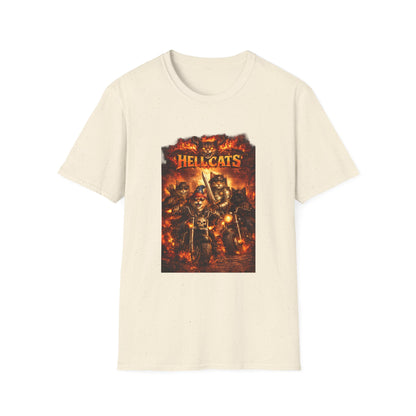 Hellcats Biker Gang Funny Cat T-Shirt — Fiery Demon Cat Band Tee