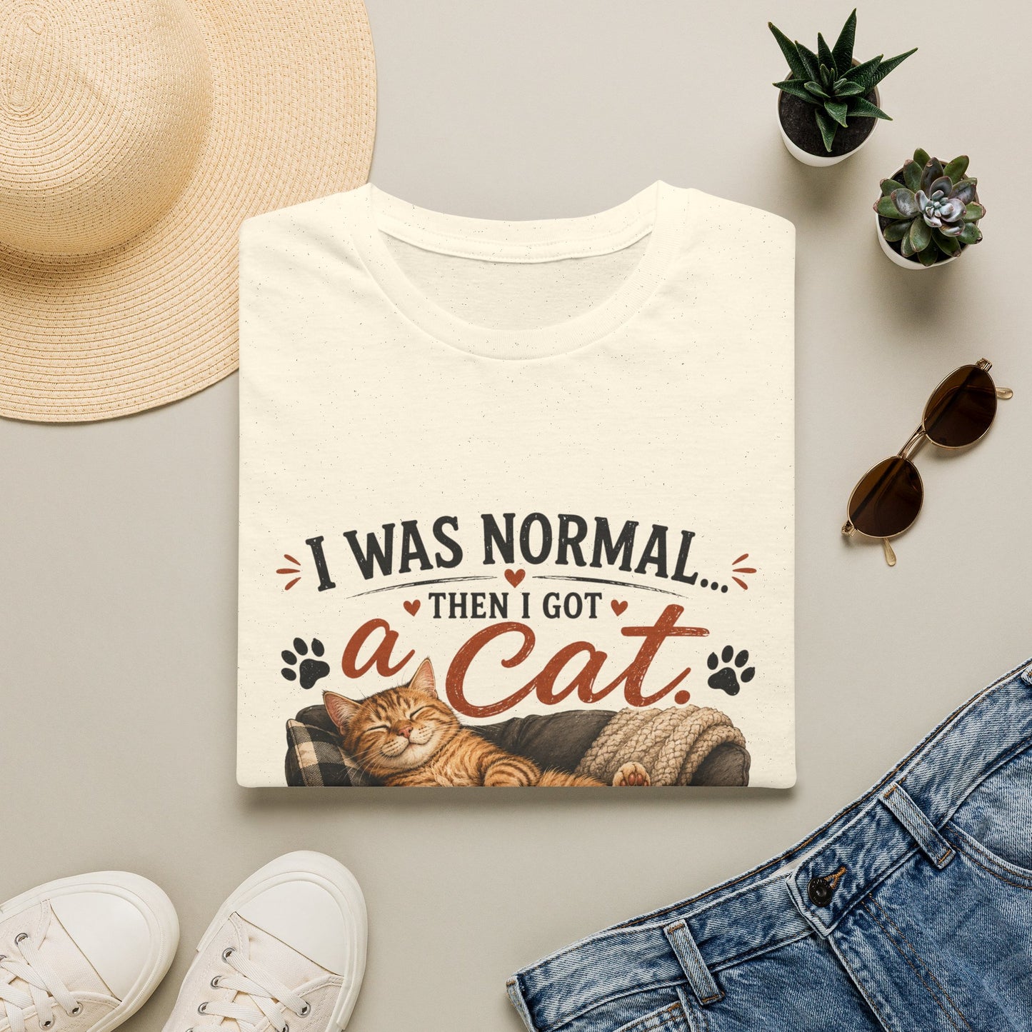 Cat Lover T-Shirt — "I Was Normal Then I Got a Cat" Cozy Graphic Tee