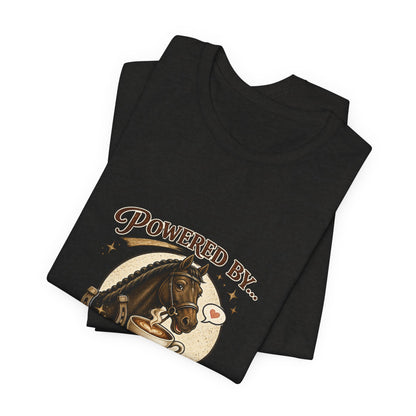 Powered By Coffee & Horses Funny Equestrian T-Shirt