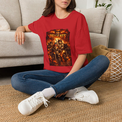 Hellcats Biker Gang Funny Cat T-Shirt — Fiery Demon Cat Band Tee