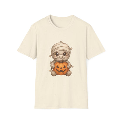 Cute Baby Mummy Holding Pumpkin Halloween T-Shirt