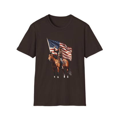 Patriotic Cowgirl American Flag Rodeo T-Shirt