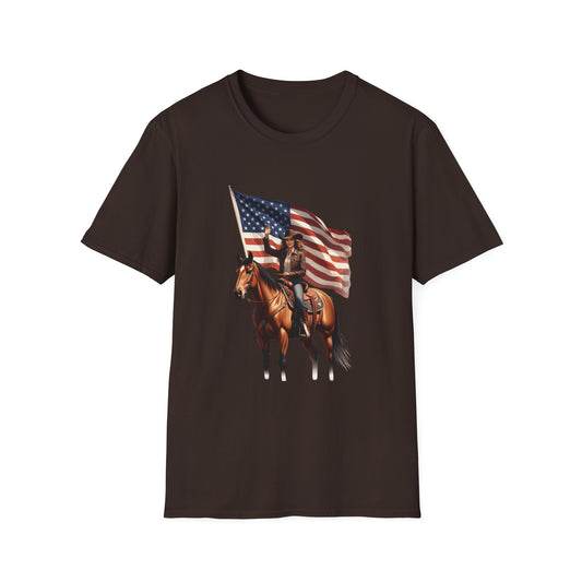 Patriotic Cowgirl American Flag Rodeo T-Shirt