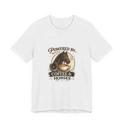 Powered By Coffee & Horses Funny Equestrian T-Shirt