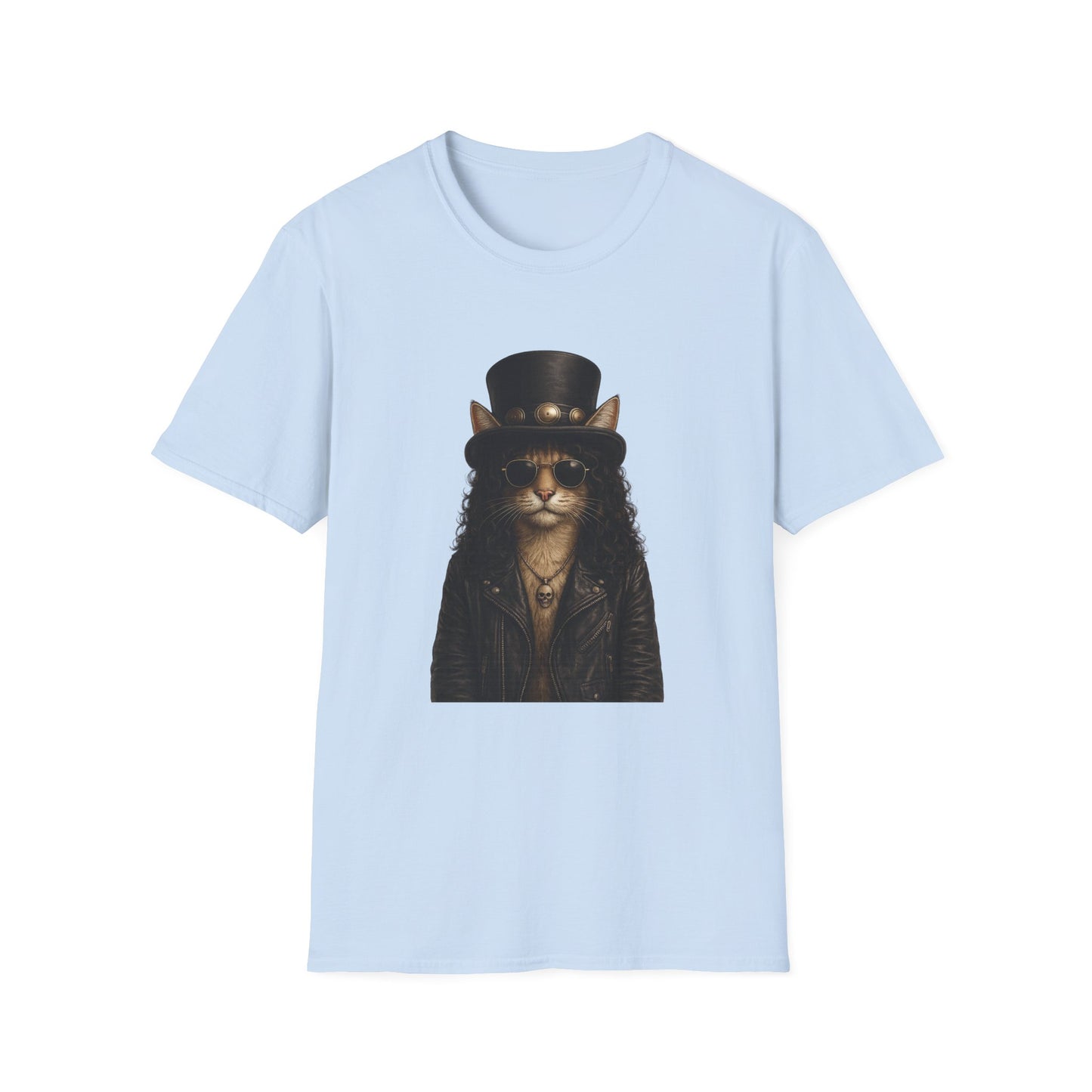 Slash Cat Parody — Vintage Top Hat Guitarist Cat Graphic T‑Shirt