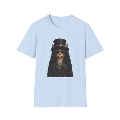 Slash Cat Parody — Vintage Top Hat Guitarist Cat Graphic T‑Shirt