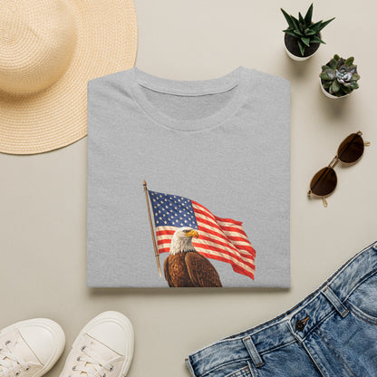 Eagle & American Flag T-Shirt — Patriotic Bald Eagle Tee for 4th of July