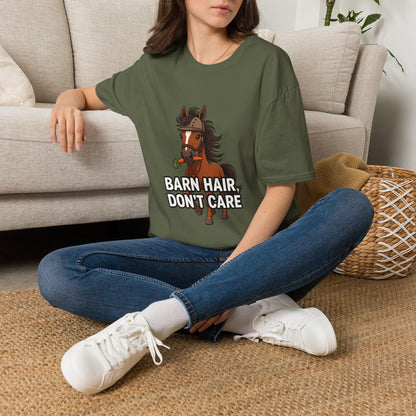 Barn Hair, Don't Care Funny Equestrian T-Shirt