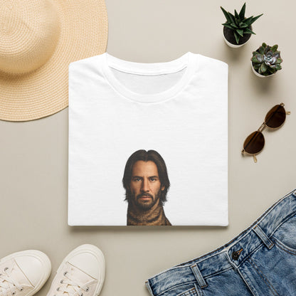 Keanu Reeves Cat Parody — Surreal Celebrity-Style Cat Portrait Shirt