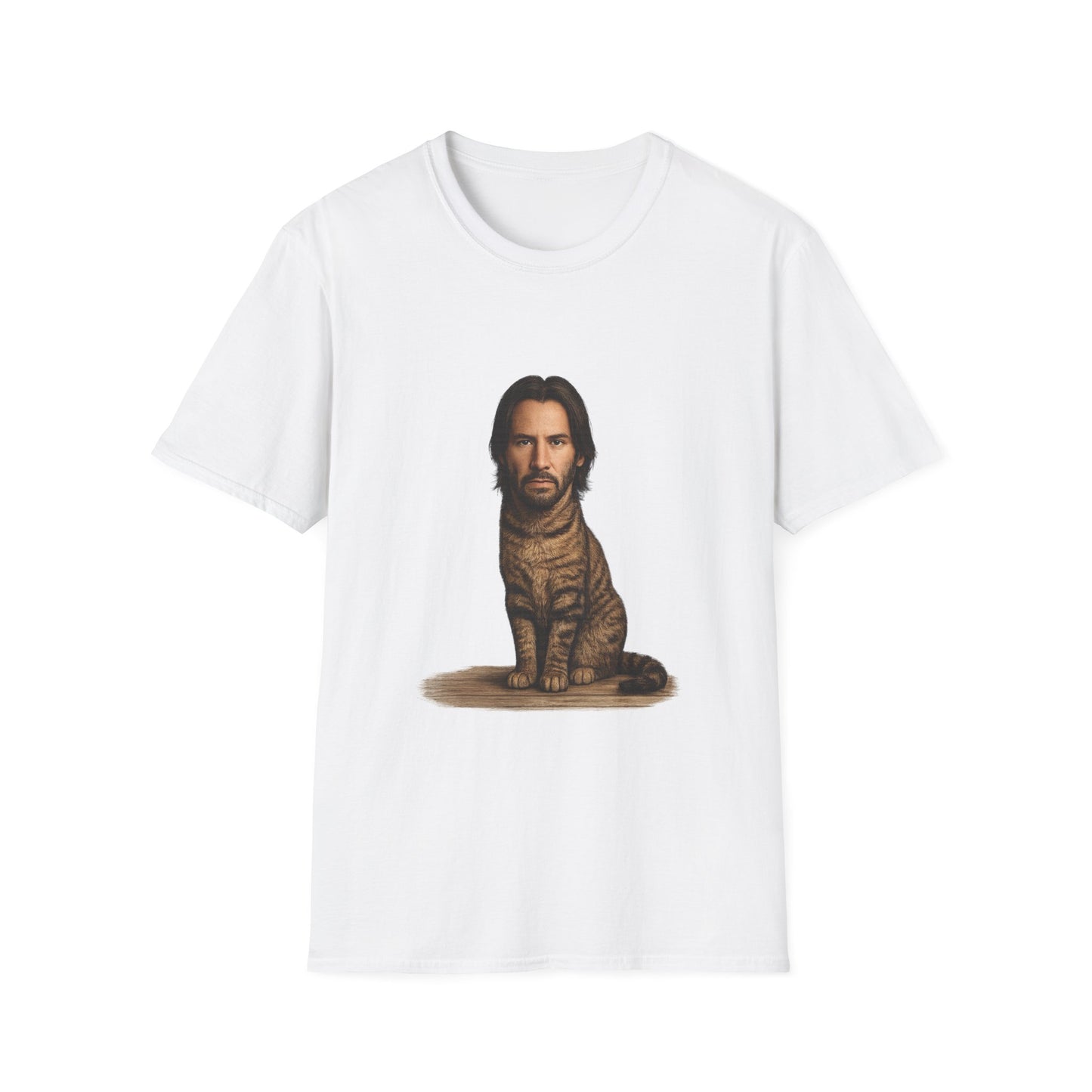 Keanu Reeves Cat Parody — Surreal Celebrity-Style Cat Portrait Shirt