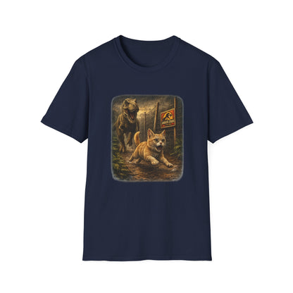 Jurassic Park Cats T‑Shirt — Retro Dino & Cat Mashup Tee