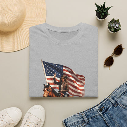 Patriotic Cowgirl American Flag Rodeo T-Shirt