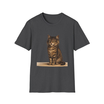 Grumpy Cat Portrait Funny T-Shirt— Realistic Brown Striped Cat Tee for Cat Lovers