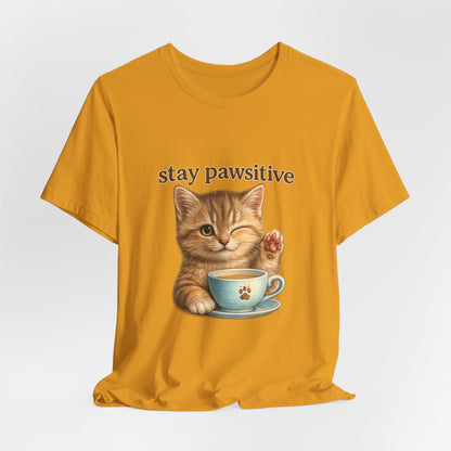 Stay Pawsitive Cute Cat T-Shirt