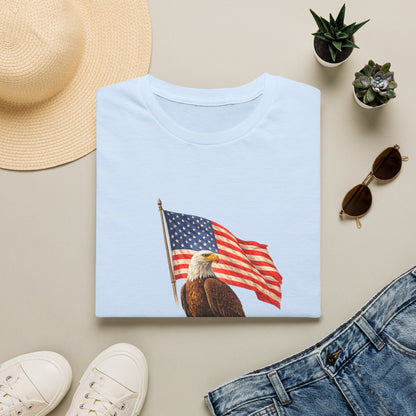 Eagle & American Flag T-Shirt — Patriotic Bald Eagle Tee for 4th of July