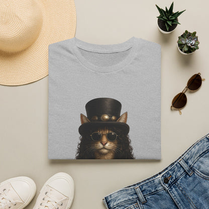 Slash Cat Parody — Vintage Top Hat Guitarist Cat Graphic T‑Shirt