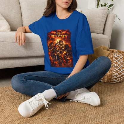 Hellcats Biker Gang Funny Cat T-Shirt — Fiery Demon Cat Band Tee
