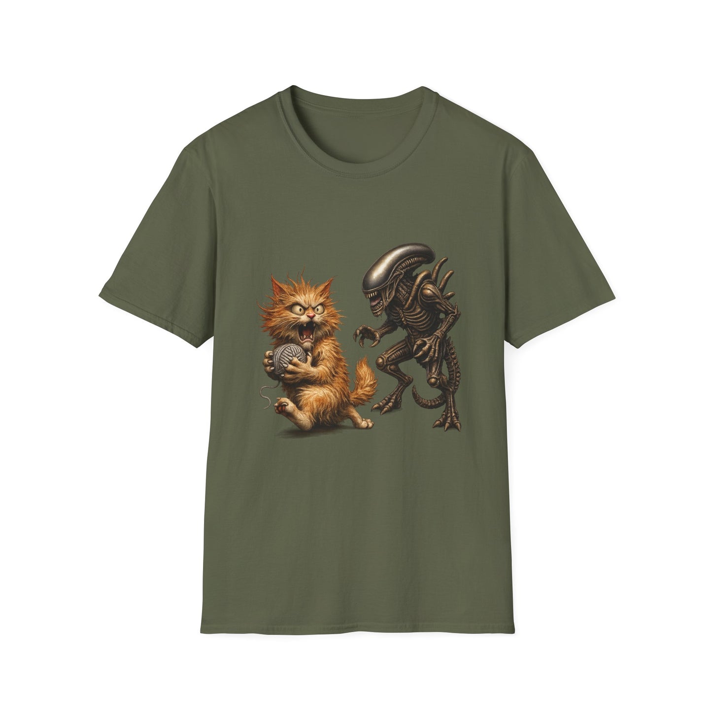 Xenomorph vs. Cat - Alien Graphic T-Shirt — Funny Sci‑Fi Cat Tee