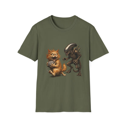 Xenomorph vs. Cat - Alien Graphic T-Shirt — Funny Sci‑Fi Cat Tee