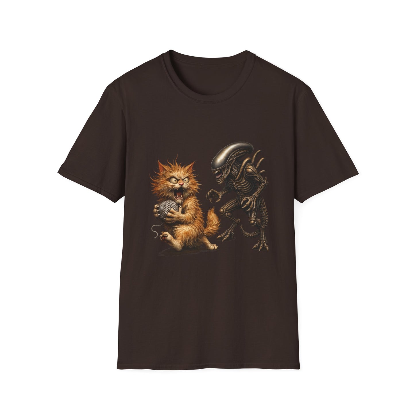 Xenomorph vs. Cat - Alien Graphic T-Shirt — Funny Sci‑Fi Cat Tee