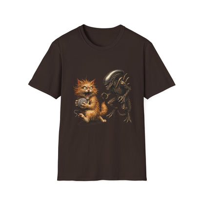 Xenomorph vs. Cat - Alien Graphic T-Shirt — Funny Sci‑Fi Cat Tee