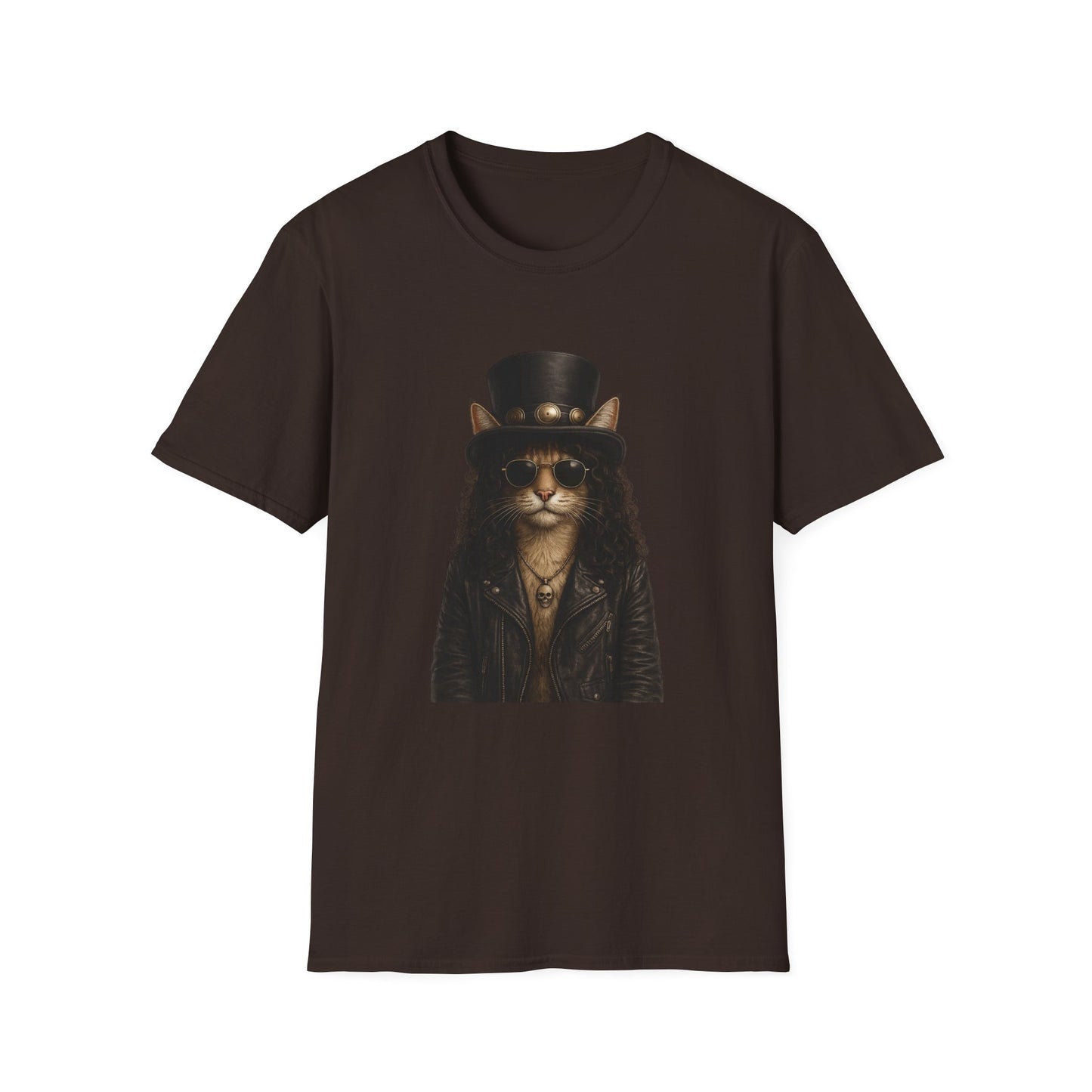 Slash Cat Parody — Vintage Top Hat Guitarist Cat Graphic T‑Shirt