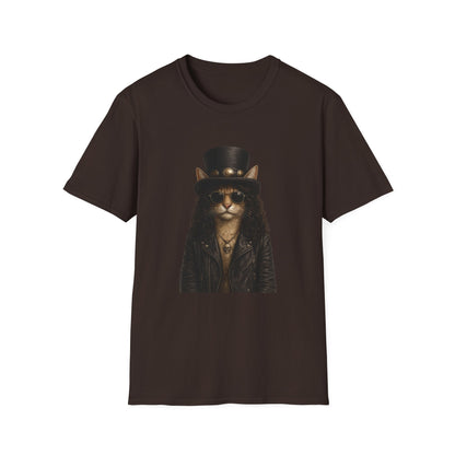 Slash Cat Parody — Vintage Top Hat Guitarist Cat Graphic T‑Shirt