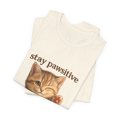 Stay Pawsitive Cute Cat T-Shirt