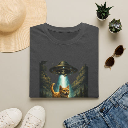 UFO Cat Abduction Funny T-Shirt — "Beam Me Up" Abduction Graphic Tee
