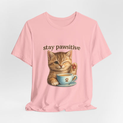 Stay Pawsitive Cute Cat T-Shirt