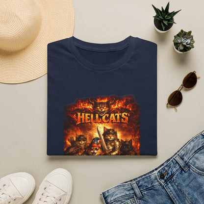 Hellcats Biker Gang Funny Cat T-Shirt — Fiery Demon Cat Band Tee