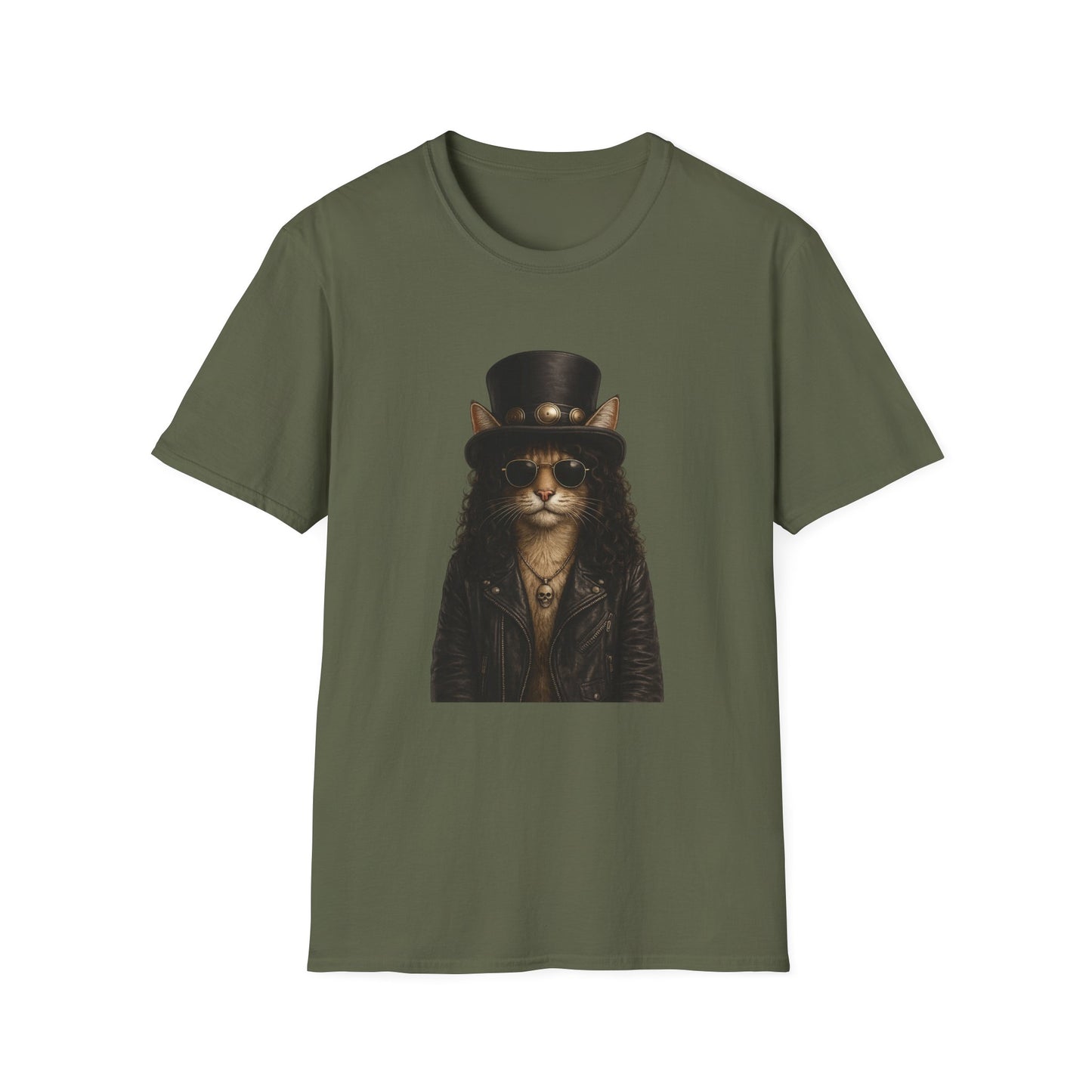 Slash Cat Parody — Vintage Top Hat Guitarist Cat Graphic T‑Shirt